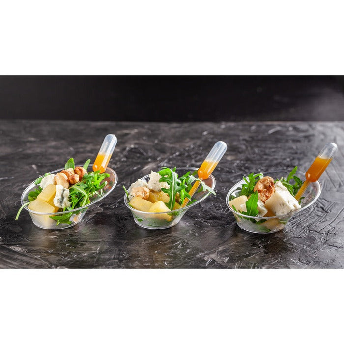 30pcs - Mise en bouche plastique vert transparente à oreilles « Inda » - 8 cm x 6,5 cm x 1,5 cm