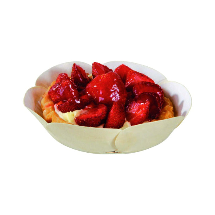 10pcs - Moule de cuisson rond en bois "Marguerite" avec caissette papier - Ø 11 cm - H 1,5 cm