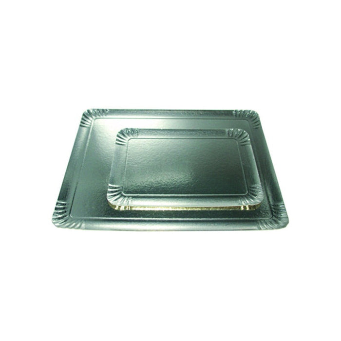 100pcs - Plateau carton argent simple face - 22 cm x 16 cm