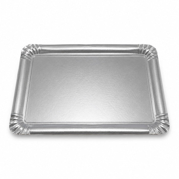 25pcs - Plateau carton double face argent intérieur/or extérieur - 28 cm x 19 cm