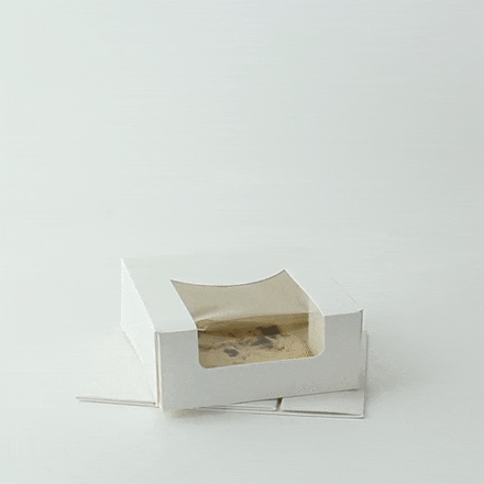 420pcs - Boîte pâtissière carton blanc avec couvercle attaché à fenêtre - 10 cm x 10 cm x 4 cm