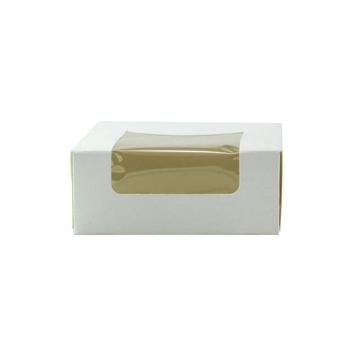 420pcs - Boîte pâtissière carton blanc avec couvercle attaché à fenêtre - 10 cm x 10 cm x 4 cm