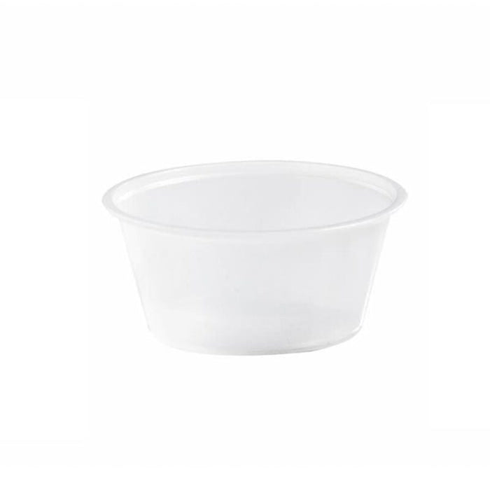 100pcs - Pot à sauce rond en plastique PS translucide - 80 ml - Ø 7,4 cm - H 3,2 cm