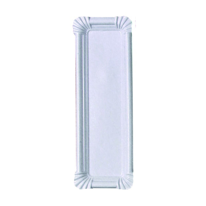 250pcs - Assiette rectangulaire blanche en carton recyclé - 23 cm x 8 cm