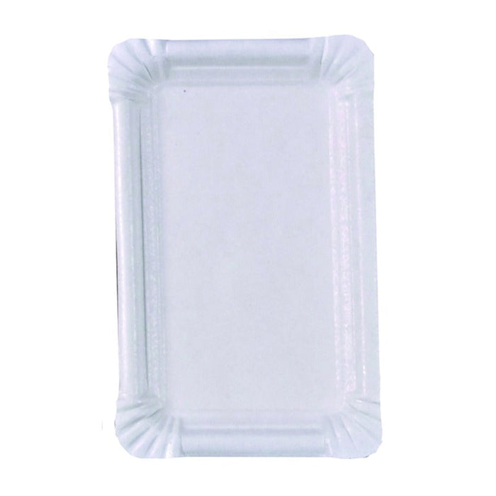 250pcs - Assiette rectangulaire blanche en carton - 15 cm x 9 cm