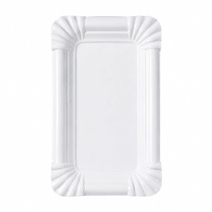 100pcs - Assiette rectangulaire blanche en carton - 16 cm x 10 cm