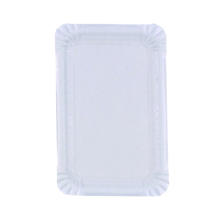 100pcs - Assiette rectangulaire blanche en carton recyclé - 20 cm x 13 cm