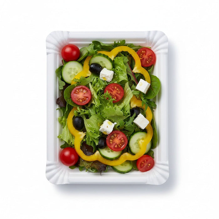 250pcs - Assiette rectangulaire blanche en carton recyclé - 20 cm x 16 cm