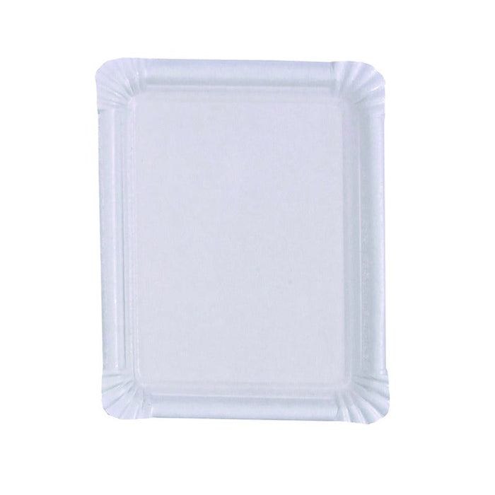 250pcs - Assiette rectangulaire blanche en carton recyclé - 20 cm x 16 cm