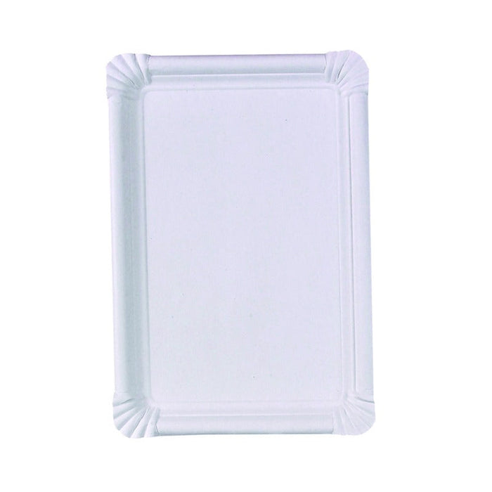 250pcs - Assiette rectangulaire blanche en carton recyclé - 26 cm x 18 cm