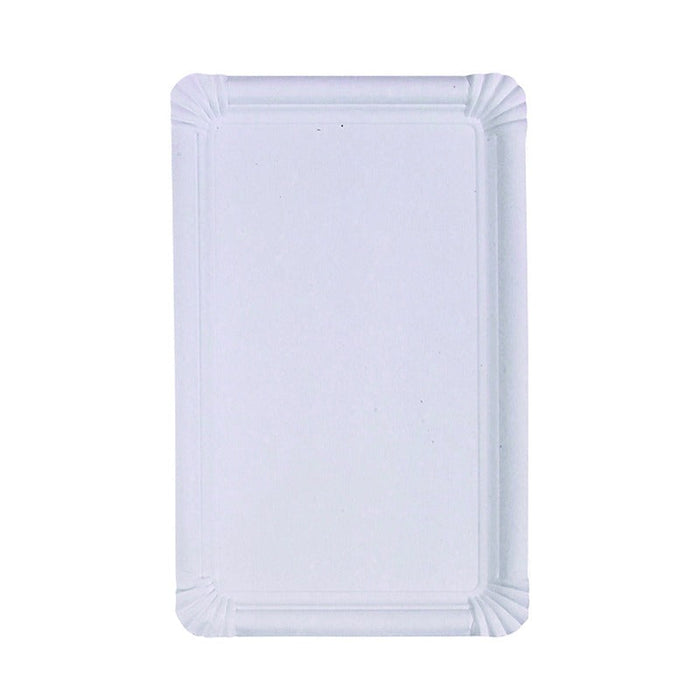 250pcs - Assiette rectangulaire blanche en carton recyclé - 33 cm x 19 cm