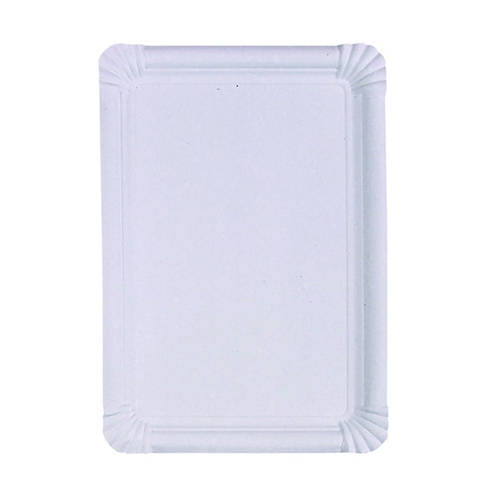 125pcs - Assiette rectangulaire blanche en carton recyclé - 33,4 cm x 24,5 cm