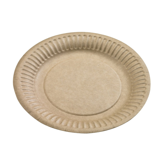 100pcs - Assiette ronde kraft brun en carton - Ø 15 cm