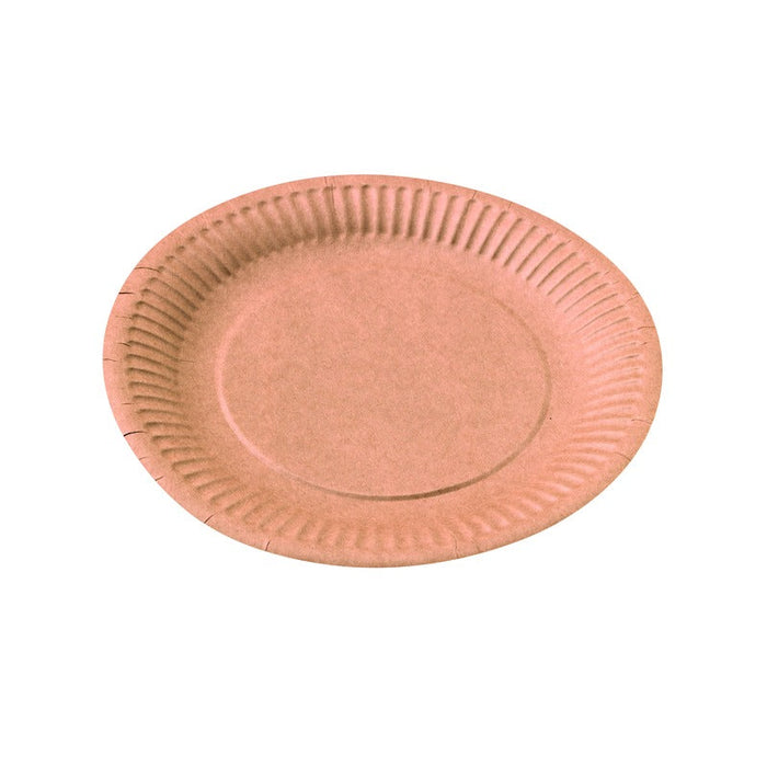 50pcs - Assiette ronde kraft brun en carton - Ø 18 cm