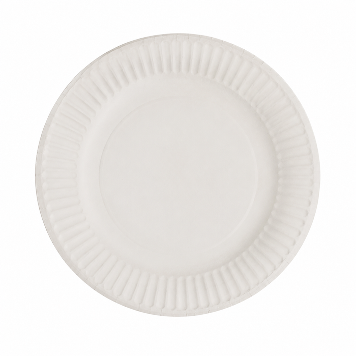 100pcs - Assiette ronde blanche en carton - Ø 18 cm