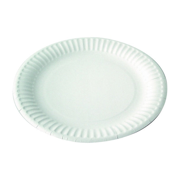 100pcs - Assiette ronde blanche en carton - Ø 23 cm