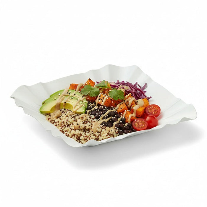 250pcs - Assiette barque blanche en carton - 10,8 cm x 10,8 cm x 2 cm