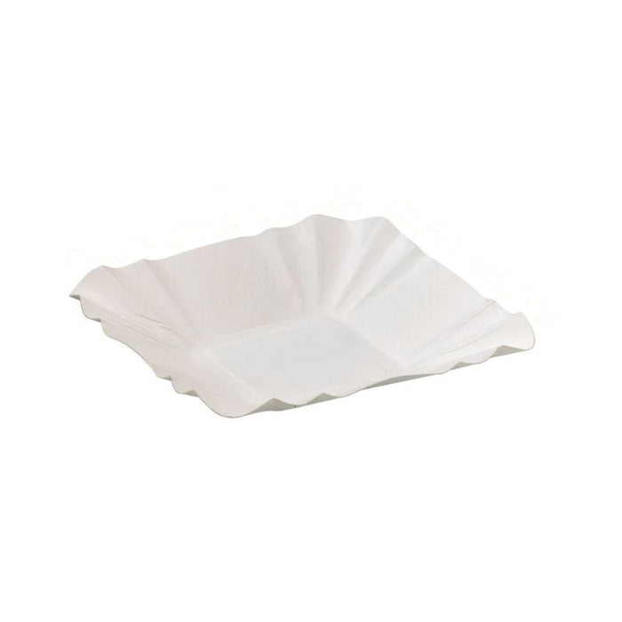 250pcs - Assiette barque blanche en carton - 10,8 cm x 10,8 cm x 2 cm