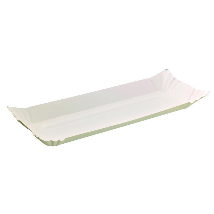 250pcs - Assiette barque blanche en carton - 32 cm x 13 cm x 1,3 cm