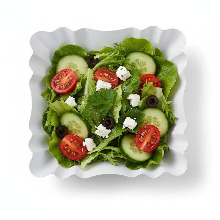 250pcs - Assiette creuse carrée blanche en carton laminé - 9 cm x 9 cm x 3 cm