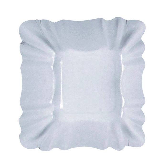 250pcs - Assiette creuse carrée blanche en carton laminé - 9 cm x 9 cm x 3 cm