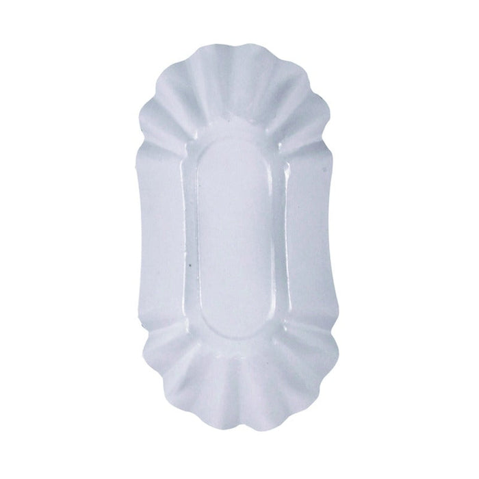 250pcs - Assiette creuse ovale blanche en carton laminé - 19,5 cm x 11 cm x 3,2 cm