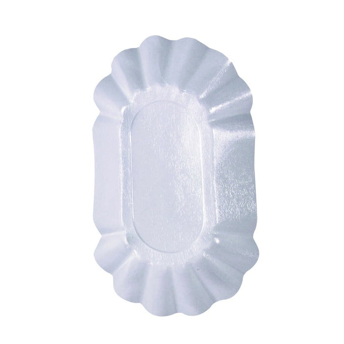 250pcs - Assiette creuse ovale blanche en carton laminé - 22 cm x 14 cm x 3,75 cm