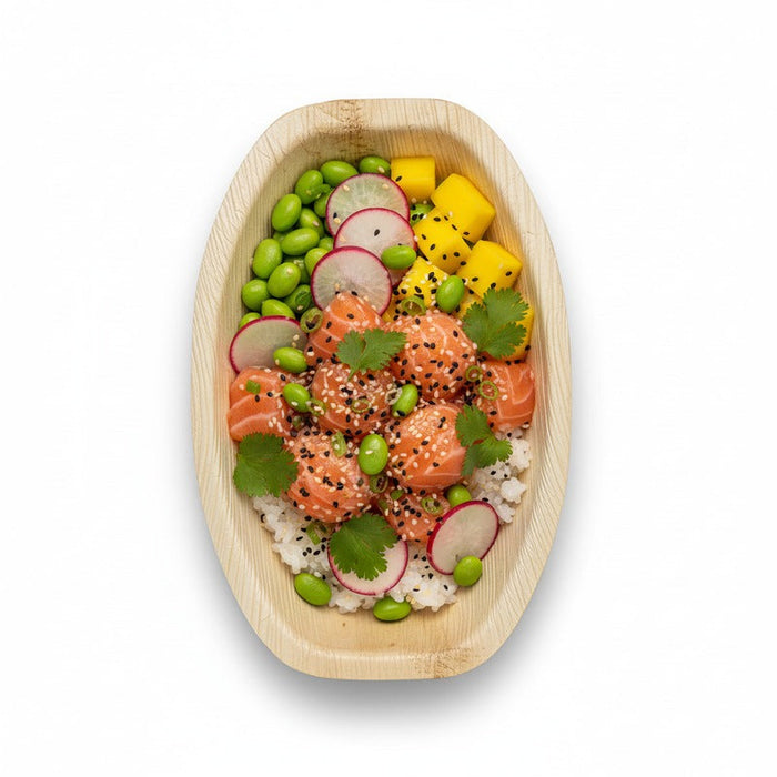 10pcs - Plateau ovale en palmier - 36 cm x 24 cm x 2,5 cm