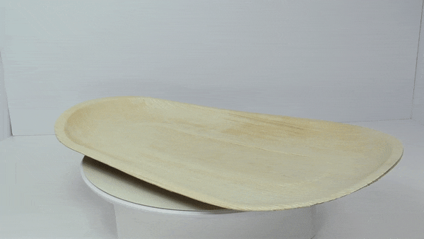 10pcs - Plateau ovale en palmier - 55,5 cm x 30 cm x 2,5 cm