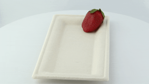25pcs - Assiette rectangulaire brune en pulpe - 26 cm x 13 cm