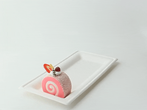 50pcs - Assiette rectangulaire blanche en pulpe - 26 cm x 13 cm