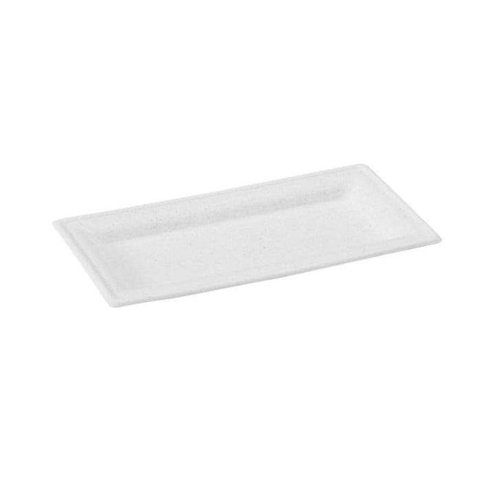 50pcs - Assiette rectangulaire blanche en pulpe - 26 cm x 13 cm