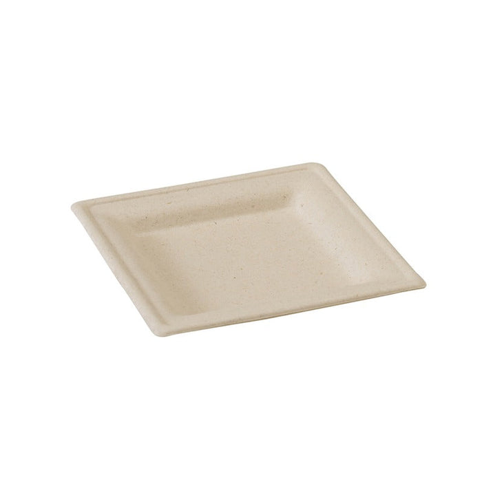 25pcs - Assiette carrée brune en pulpe - 16 cm x 16 cm