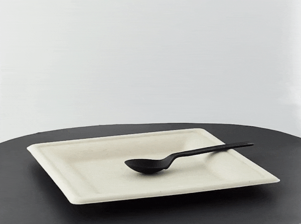25pcs - Assiette carrée brune en pulpe - 20 cm x 20 cm