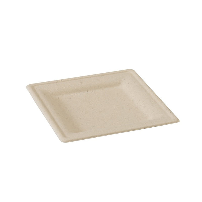 25pcs - Assiette carrée brune en pulpe - 20 cm x 20 cm