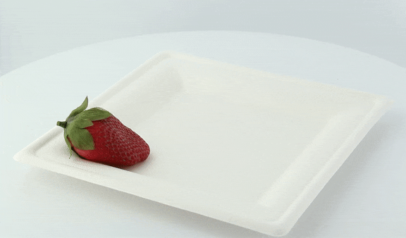 50pcs - Assiette carrée blanche en pulpe - 20 cm x 20 cm