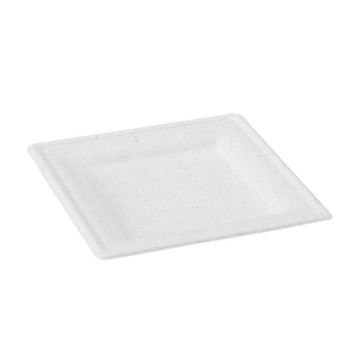 50pcs - Assiette carrée blanche en pulpe - 20 cm x 20 cm