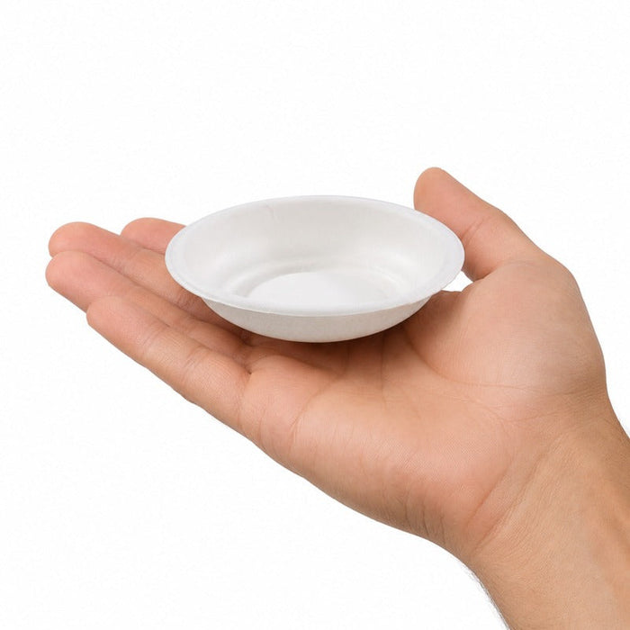 100pcs - Ø7,5cm H1,5cm - Coupelle pulpe ronde blanche