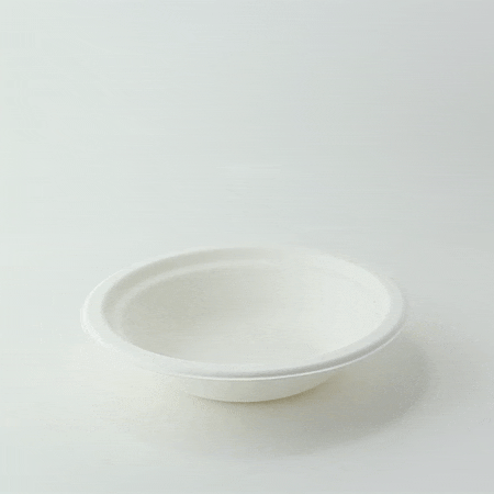 50pcs - Bol rond blanc en pulpe - 450 ml - Ø 18 cm - H 4,1 cm