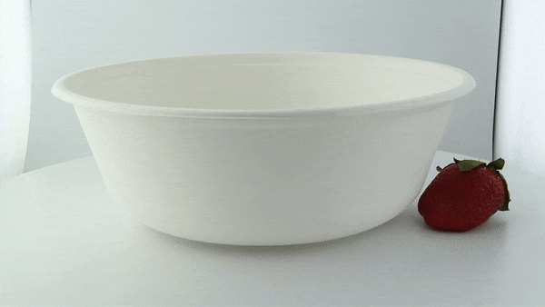 25pcs - Bol géant rond blanc en pulpe - 2400 ml - Ø 24,2 cm - H 8,2 cm