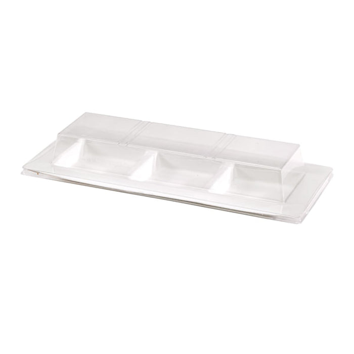 50pcs - Couvercle PET transparent pour assiette 3 compartiments - 26 cm x 11 cm x 3,6 cm - Compatible avec 210APU3TAPA