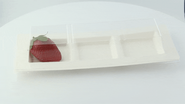 50pcs - Couvercle PET transparent pour assiette 3 compartiments - 26 cm x 11 cm x 3,6 cm - Compatible avec 210APU3TAPA
