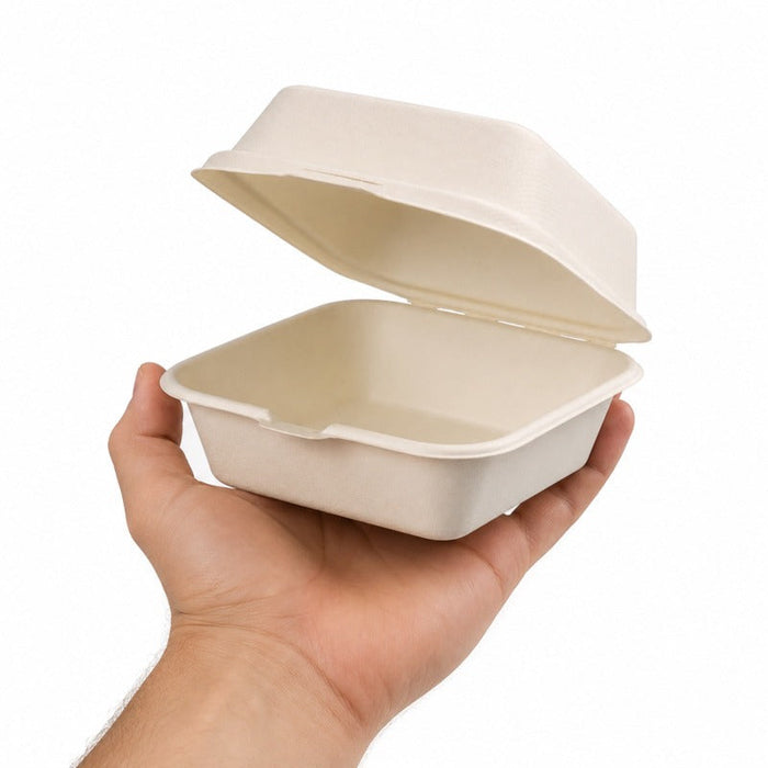 50pcs - 460ml 15x15x7,6cm - Coquille blanche en pulpe
