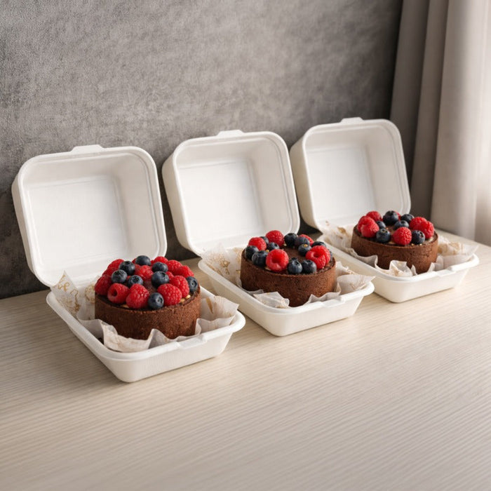 50pcs - 460ml 15x15x7,6cm - Coquille blanche en pulpe