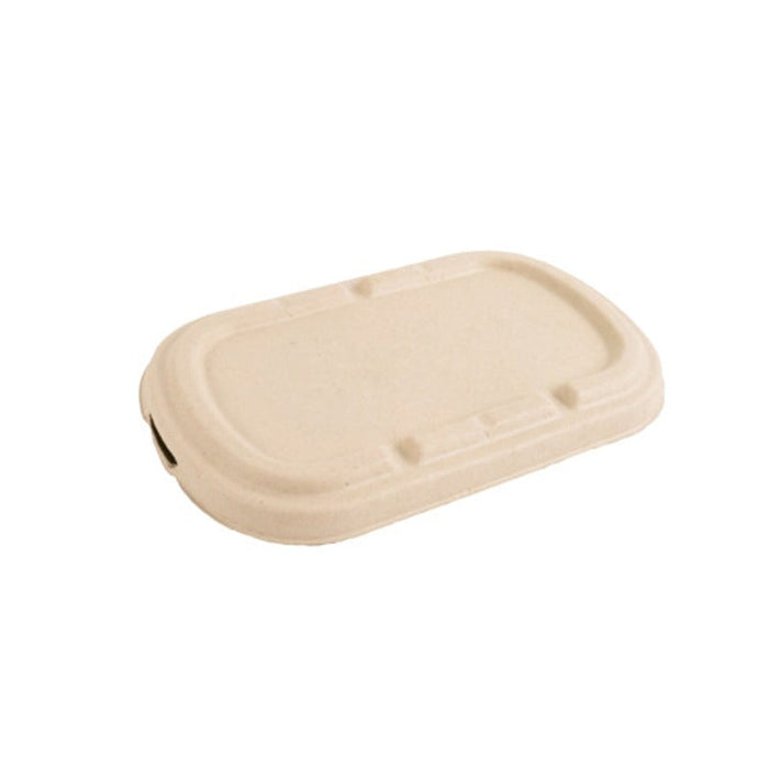 50pcs - Couvercle pulpe brun rectangulaire - 20,5 cm x 12,3 cm x 1,5 cm - Compatible avec 210APURC16BR, 210APURC24BR