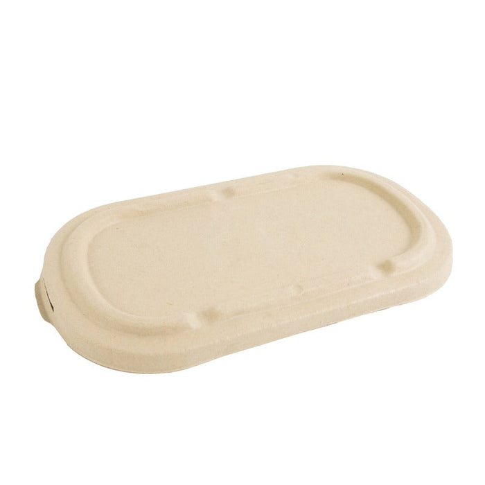 50pcs - Couvercle pulpe brun rectangulaire - 24 cm x 13,5 cm x 1,5 cm - Compatible avec 210APURC28BR, 210APURC28BRF, 210APURC33BR, 210APURC33BRF