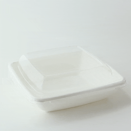 30pcs - Saladier carré blanc en pulpe sans couvercle - 750 ml - 19,5 cm x 19,5 cm x 4,5 cm