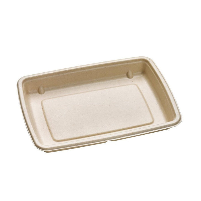 50pcs - Plateau scellable rectangulaire brun en pulpe laminée PLA - 22,6 cm x 16,3 cm x 2,8 cm