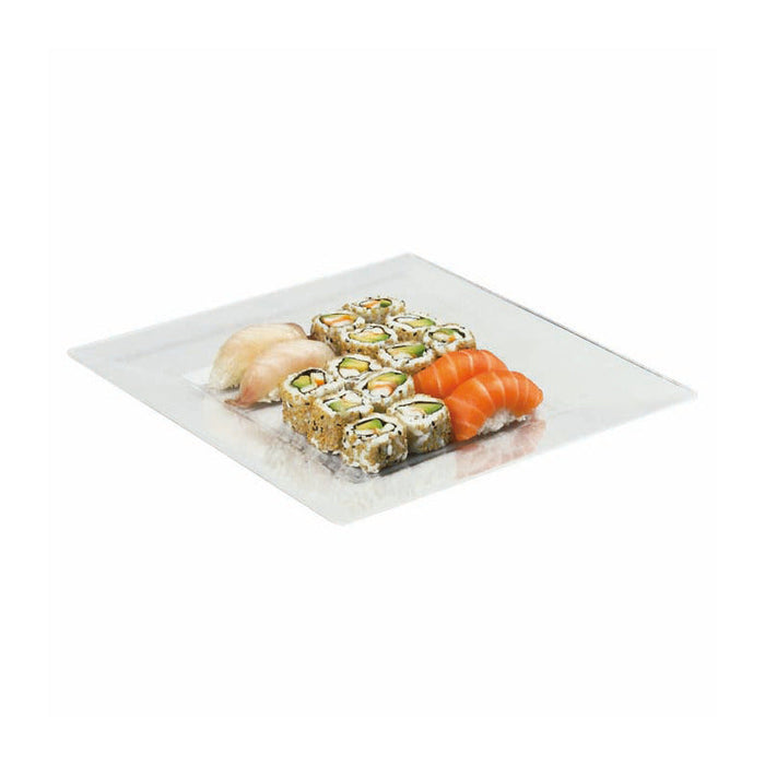 10pcs - Assiette carrée réutilisable transparente - 28 cm x 28 cm