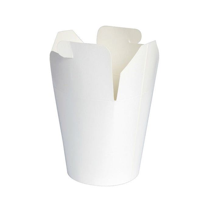 50pcs - Pot carton blanc base ronde fermeture à boucle papillon - 750 ml - Ø 9,3 cm - H 9,7 cm
